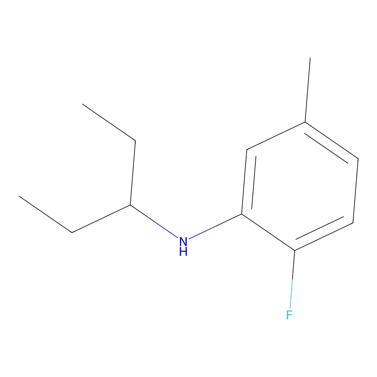 2-fluoro-5-methyl-N-(pentan-3-yl)aniline molecular structure, CAS 1039957-93-1