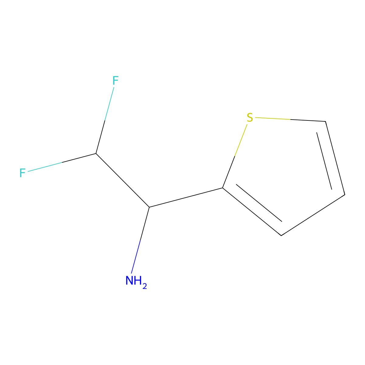2,2-Difluoro-1-(thiophen-2-yl)ethan-1-amine molecular structure, CAS 1039960-01-4