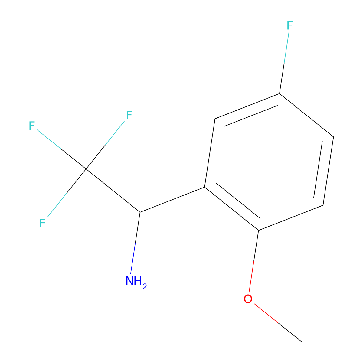 2,2,2-Trifluoro-1-(5-fluoro-2-methoxyphenyl)ethan-1-amine molecular structure, CAS 1039960-04-7