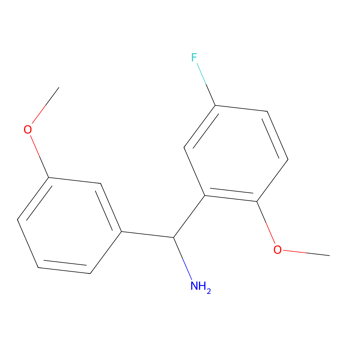 (5-Fluoro-2-methoxyphenyl)(3-methoxyphenyl)methanamine molecular structure, CAS 1039960-60-5