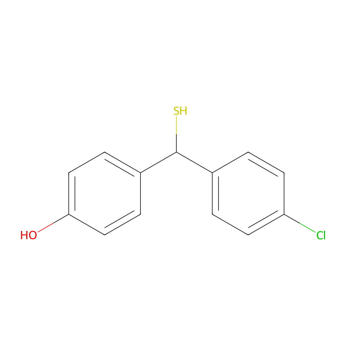 4-((4-Chlorophenyl)(mercapto)methyl)phenol molecular structure, CAS 1039963-45-5