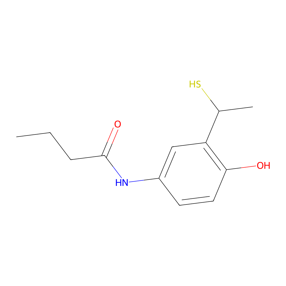 N-[4-hydroxy-3-(1-sulfanylethyl)phenyl]butanamide molecular structure, CAS 1039964-25-4