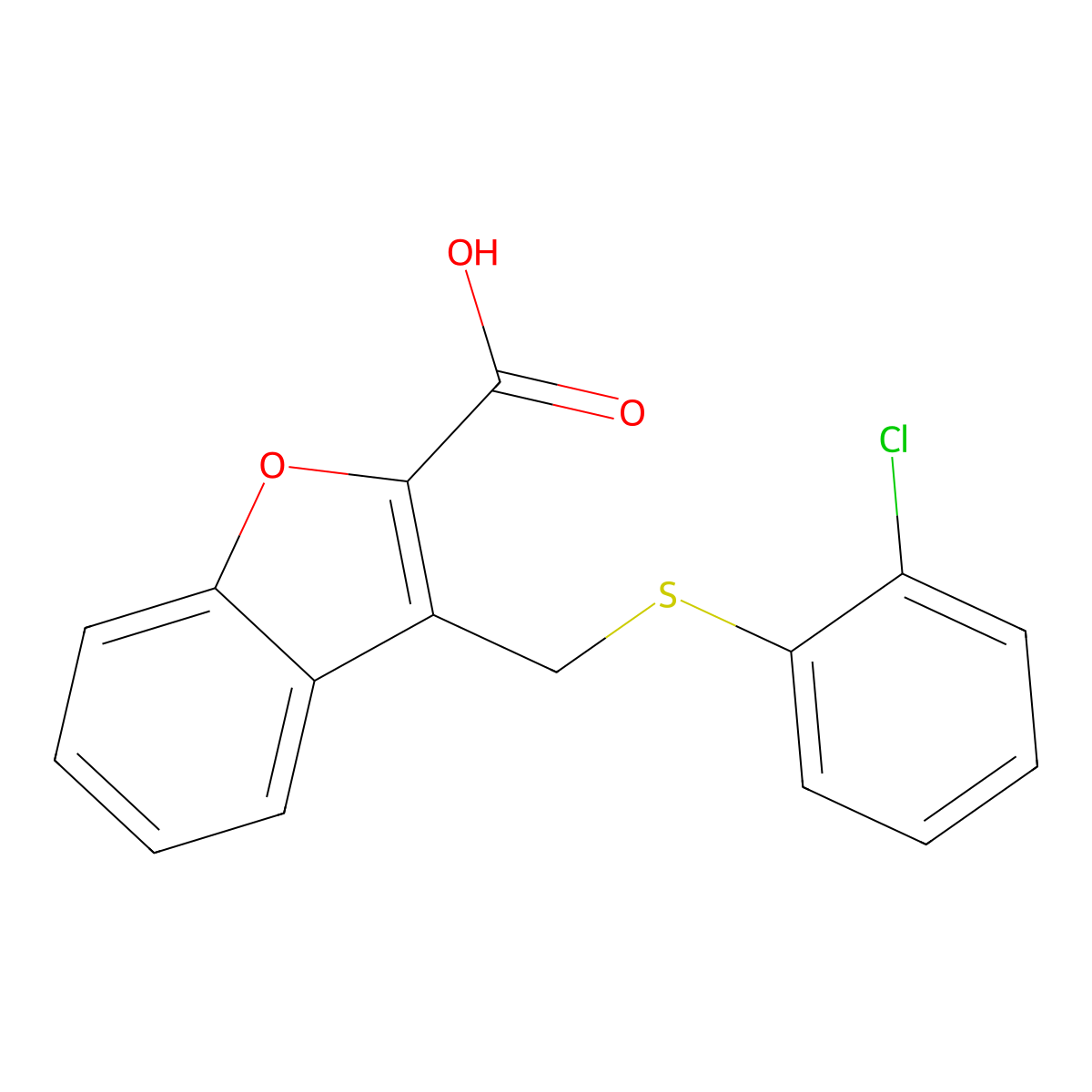 3-{[(2-Chlorophenyl)sulfanyl]methyl}-1-benzofuran-2-carboxylic acid molecular structure, CAS 1039967-31-1