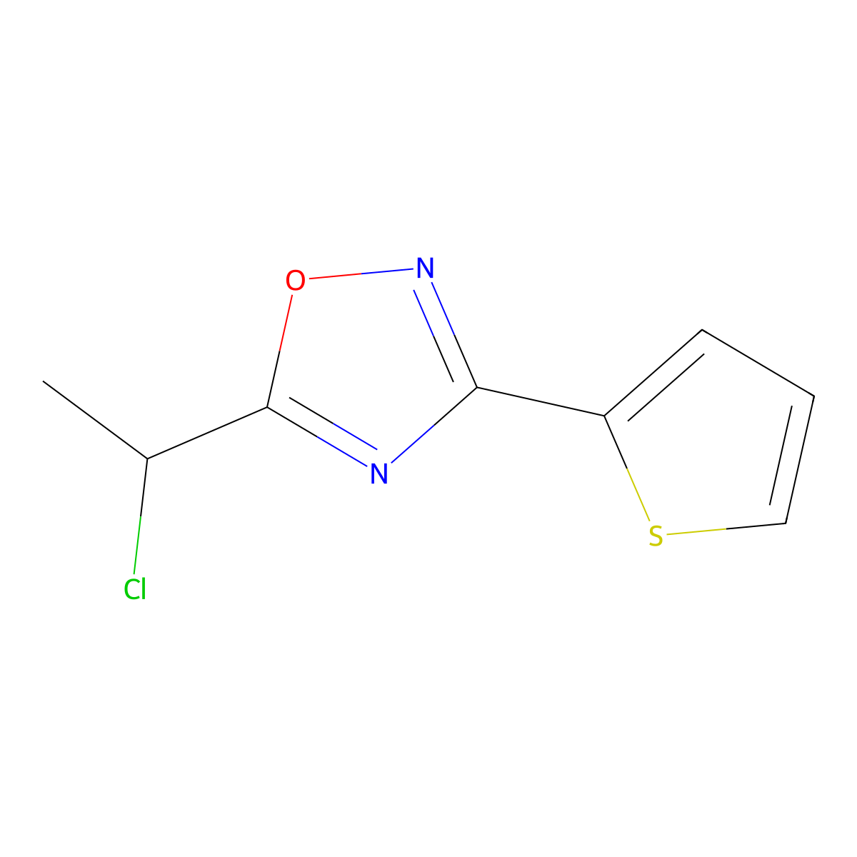 5-(1-Chloroethyl)-3-(thiophen-2-yl)-1,2,4-oxadiazole molecular structure, CAS 1039967-49-1