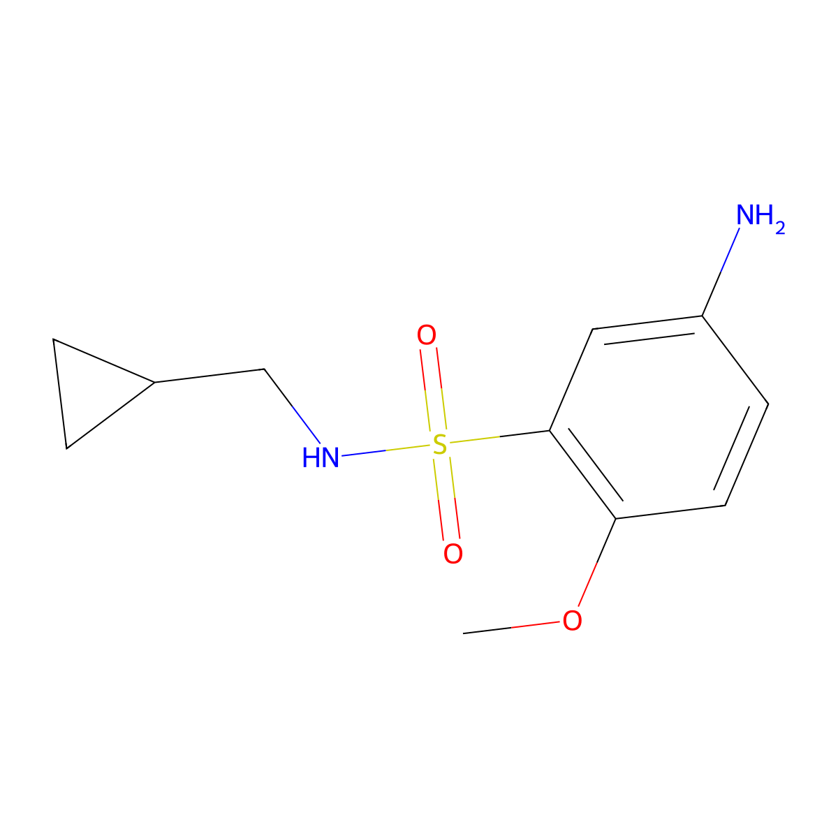 5-amino-N-(cyclopropylmethyl)-2-methoxybenzenesulfonamide molecular structure, CAS 1039971-06-6