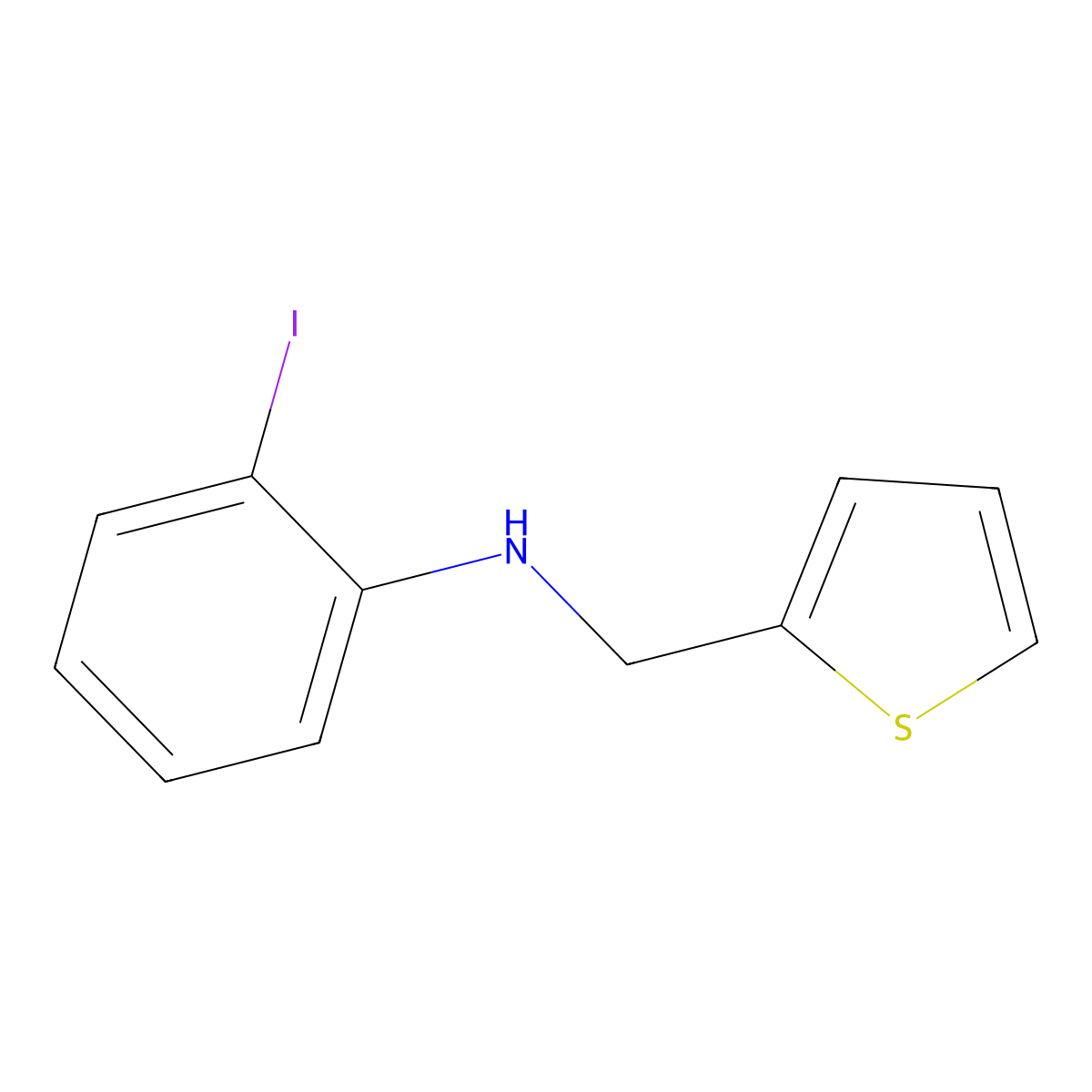 2-iodo-N-(thiophen-2-ylmethyl)aniline molecular structure, CAS 1039971-27-1