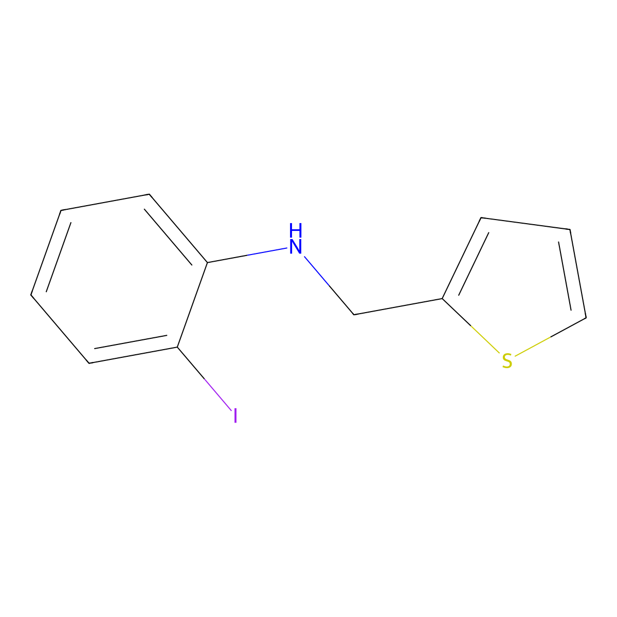 2-iodo-N-(thiophen-2-ylmethyl)aniline molecular structure, CAS 1039971-27-1