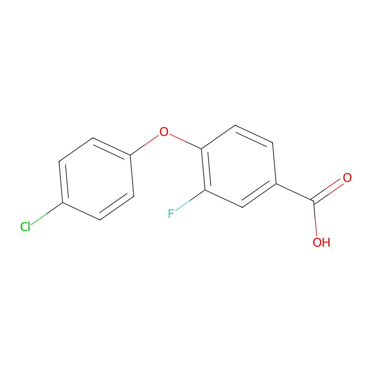 4-(4-Chlorophenoxy)-3-fluorobenzoic acid molecular structure, CAS 1039973-30-2