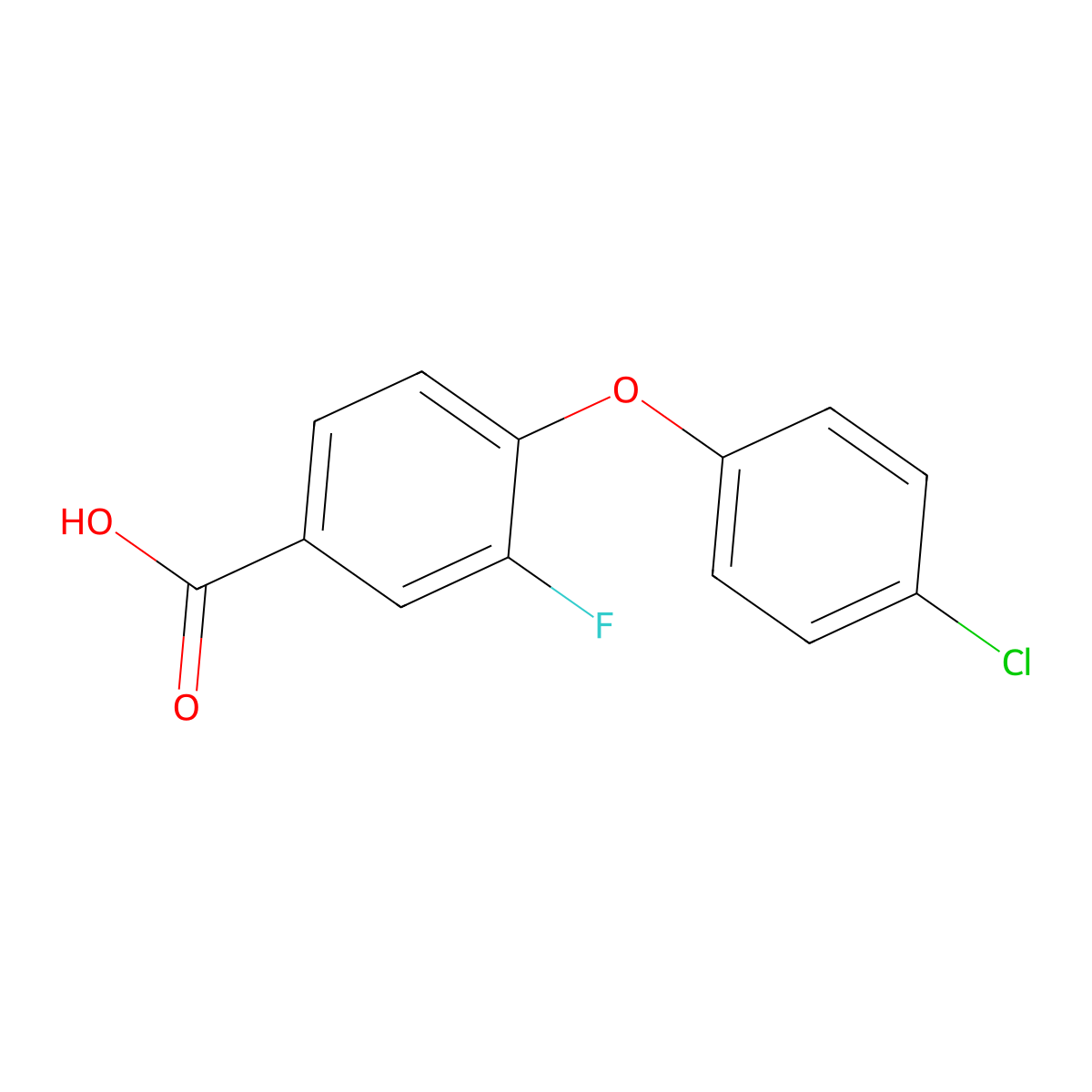 4-(4-Chlorophenoxy)-3-fluorobenzoic acid molecular structure, CAS 1039973-30-2