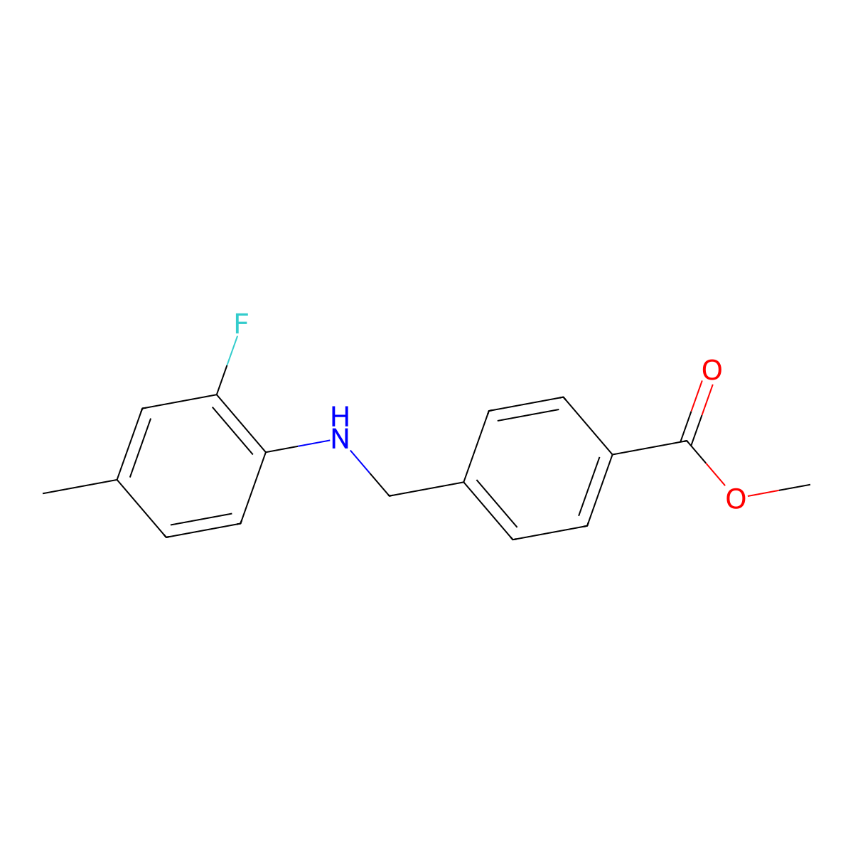 Methyl 4-(((2-fluoro-4-methylphenyl)amino)methyl)benzoate molecular structure, CAS 1039974-27-0