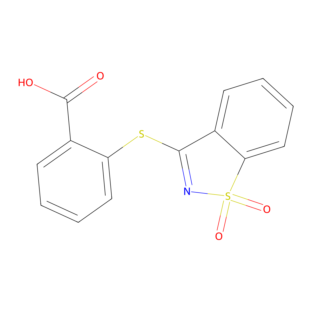 2-[(1,1-Dioxo-1,2-benzothiazol-3-yl)sulfanyl]benzoic acid molecular structure, CAS 1039980-33-0