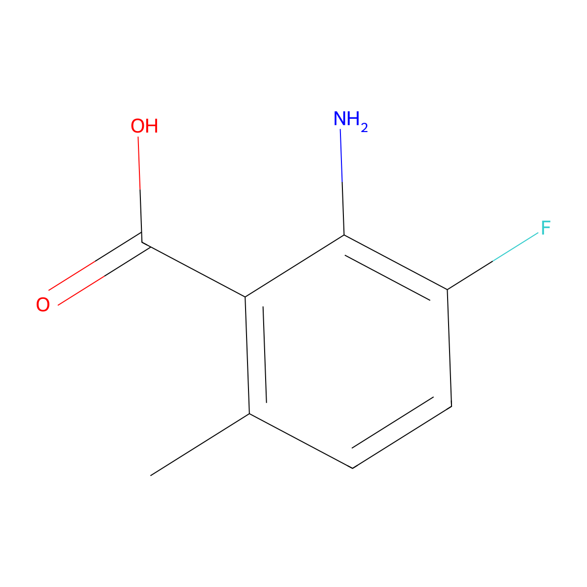 2-Amino-3-fluoro-6-methylbenzoic acid molecular structure, CAS 1039981-89-9