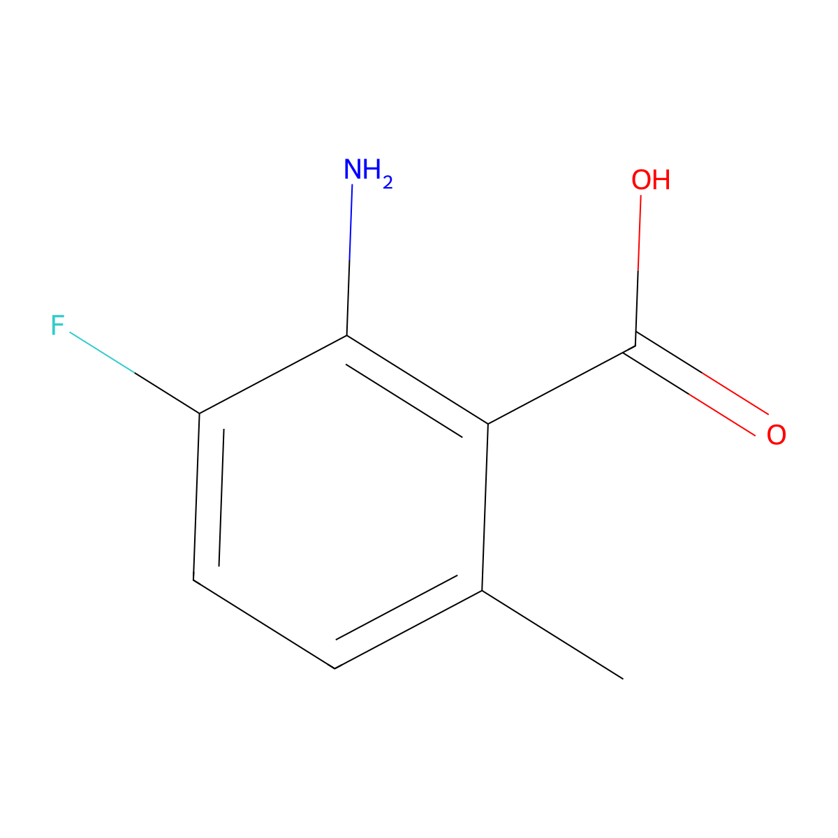 2-Amino-3-fluoro-6-methylbenzoic acid molecular structure, CAS 1039981-89-9