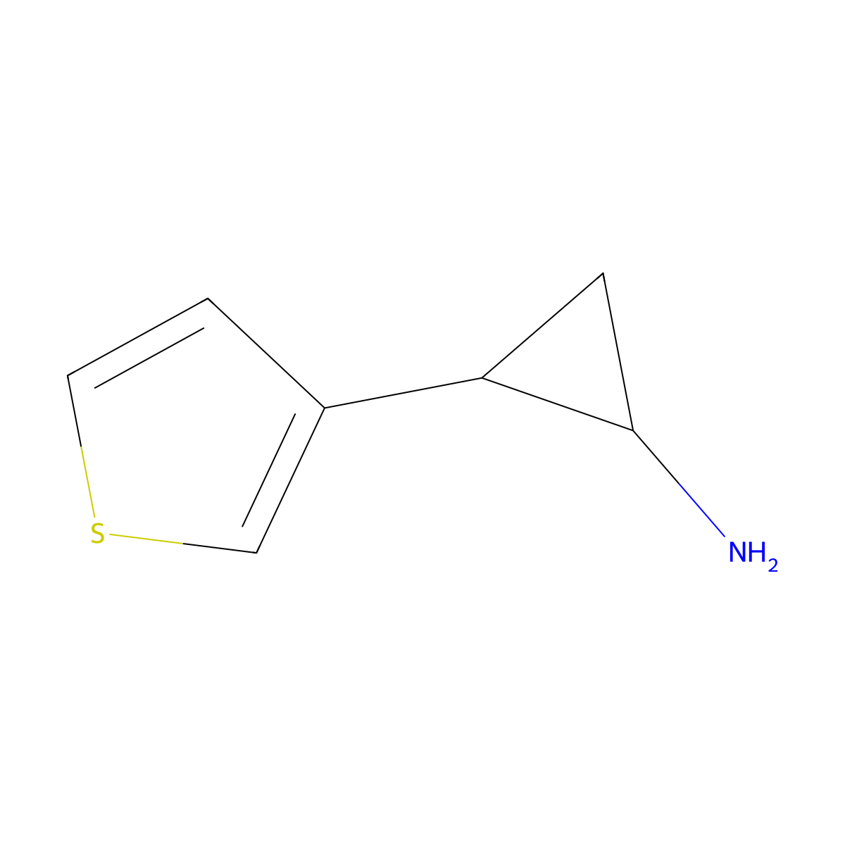 2-(Thiophen-3-yl)cyclopropan-1-amine molecular structure, CAS 1039984-46-7