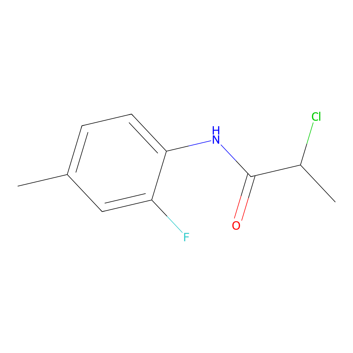 2-chloro-N-(2-fluoro-4-methylphenyl)propanamide molecular structure, CAS 1039986-34-9
