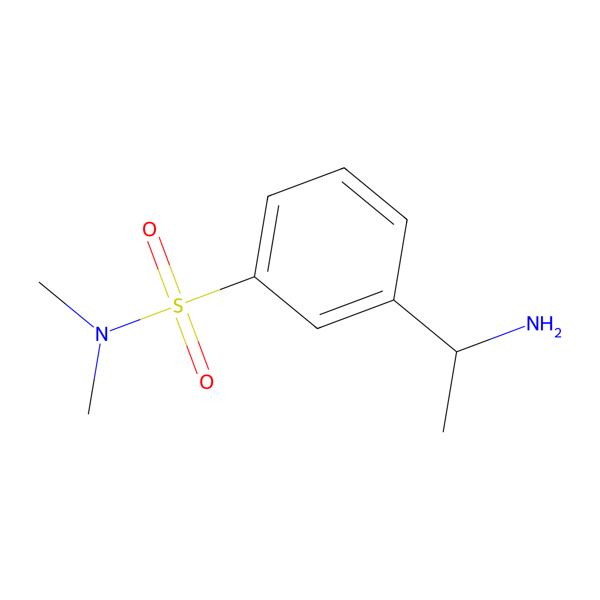 3-(1-aminoethyl)-N,N-dimethylbenzene-1-sulfonamide molecular structure, CAS 1039986-64-5