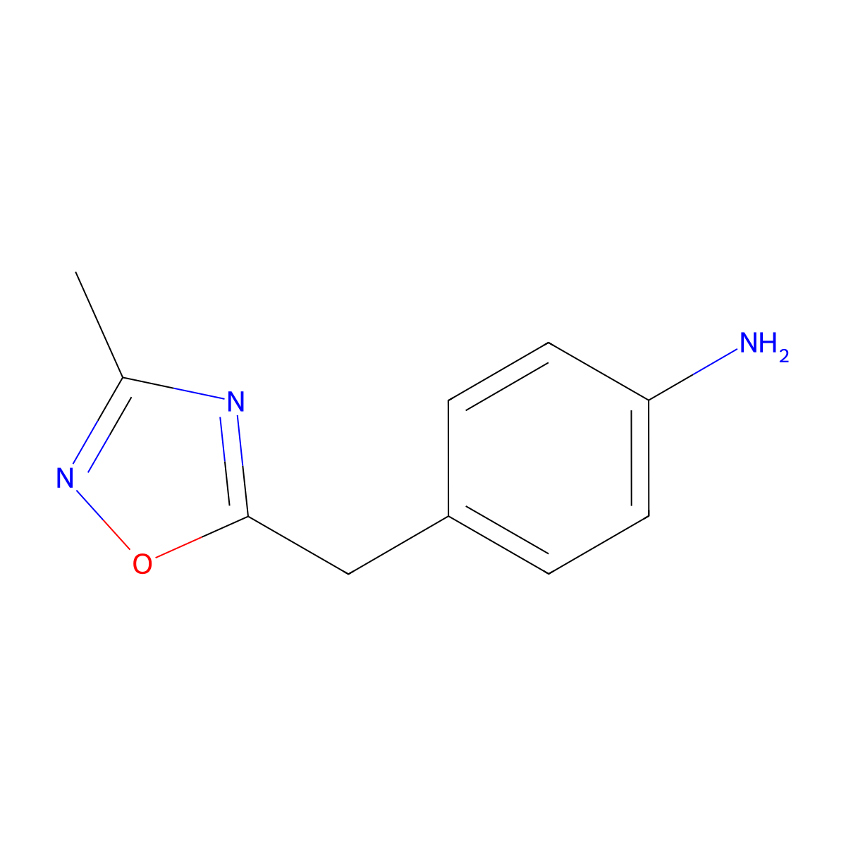 4-[(3-Methyl-1,2,4-oxadiazol-5-yl)methyl]aniline molecular structure, CAS 1039988-23-2