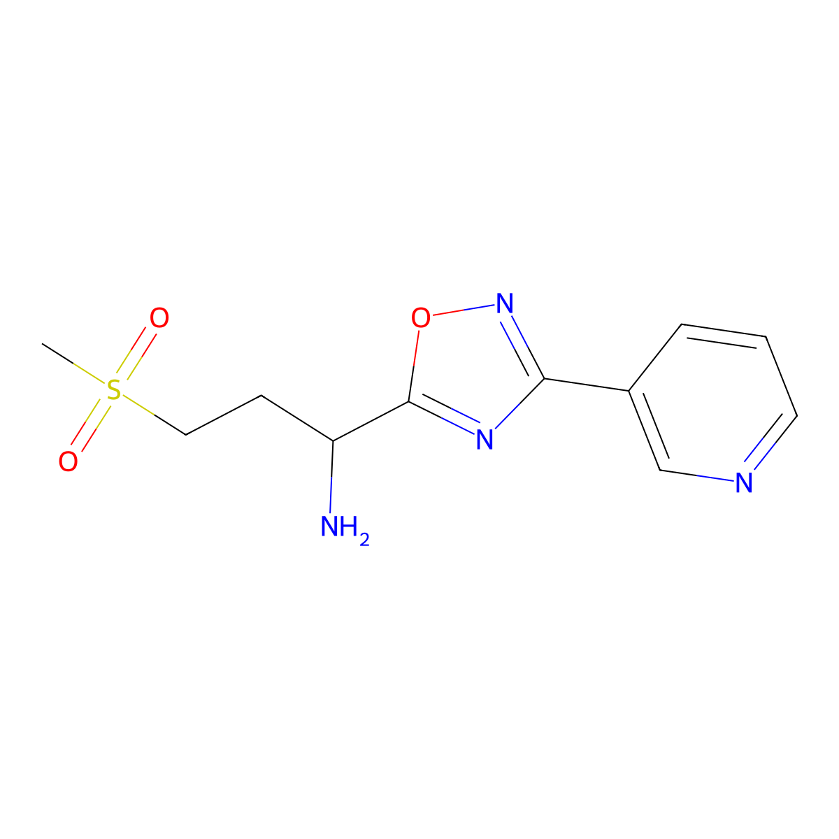 3-(Methylsulfonyl)-1-(3-pyridin-3-yl-1,2,4-oxadiazol-5-yl)propan-1-amine molecular structure, CAS 1039988-80-1