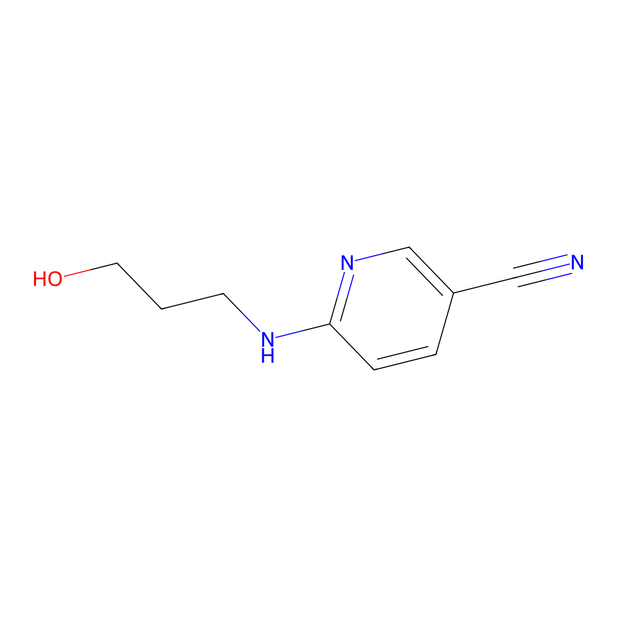 6-(3-Hydroxypropylamino)nicotinonitrile molecular structure, CAS 1039989-74-6