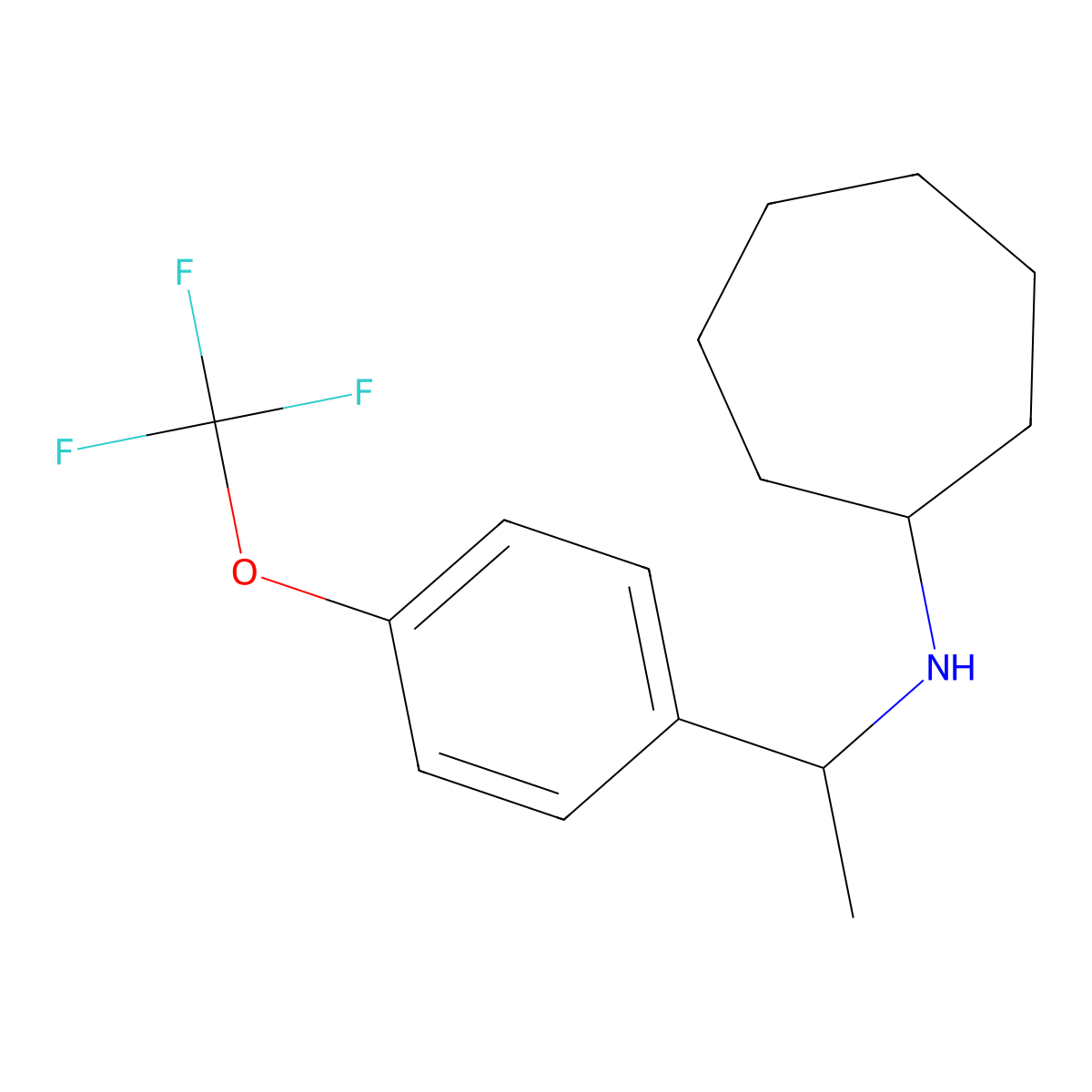 N-[1-[4-(trifluoromethoxy)phenyl]ethyl]cycloheptanamine molecular structure, CAS 1039989-88-2