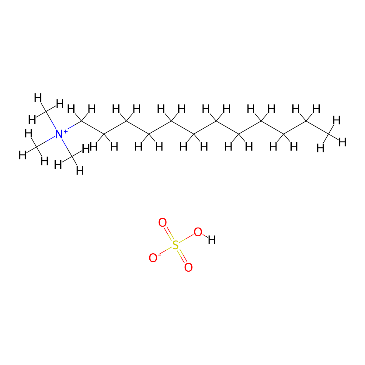 Dodecyltrimethylammonium hydrogen sulfate molecular structure, CAS 103999-25-3