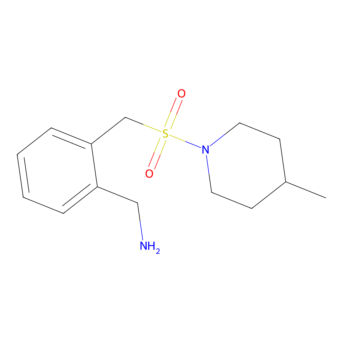 (2-{[(4-Methylpiperidin-1-yl)sulfonyl]methyl}phenyl)methanamine molecular structure, CAS 1039990-73-2