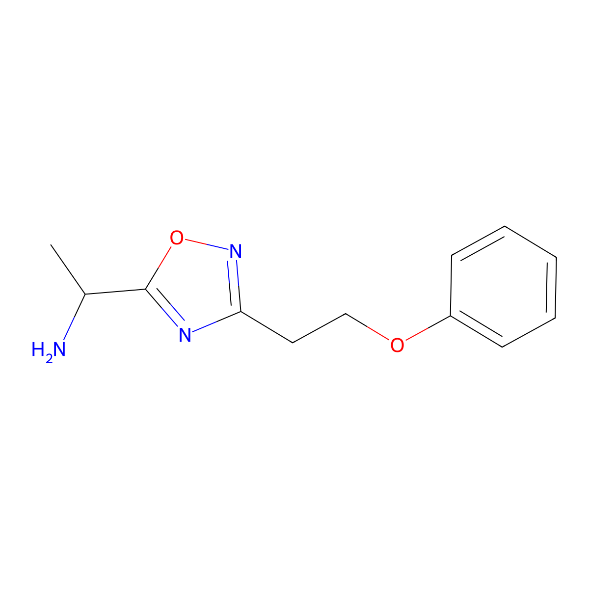 1-[3-(2-Phenoxyethyl)-1,2,4-oxadiazol-5-yl]ethan-1-amine molecular structure, CAS 1039992-74-9