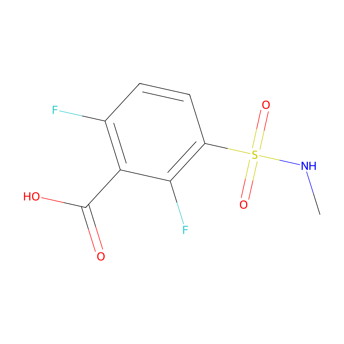 2,6-Difluoro-3-(methylsulfamoyl)benzoic acid molecular structure, CAS 1039993-93-5