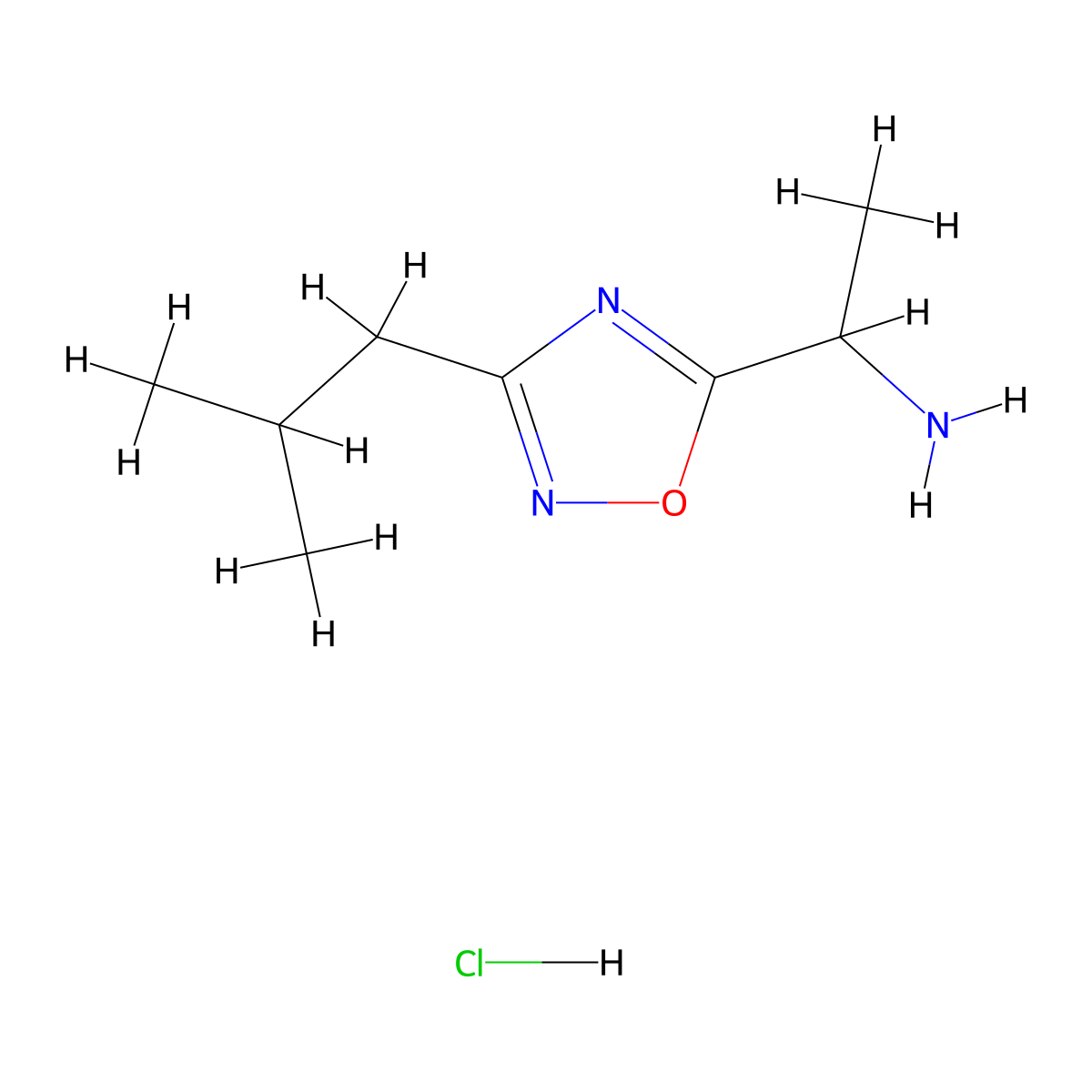 [1-(3-Isobutyl-1,2,4-oxadiazol-5-yl)ethyl]amine hydrochloride molecular structure, CAS 1039994-46-1