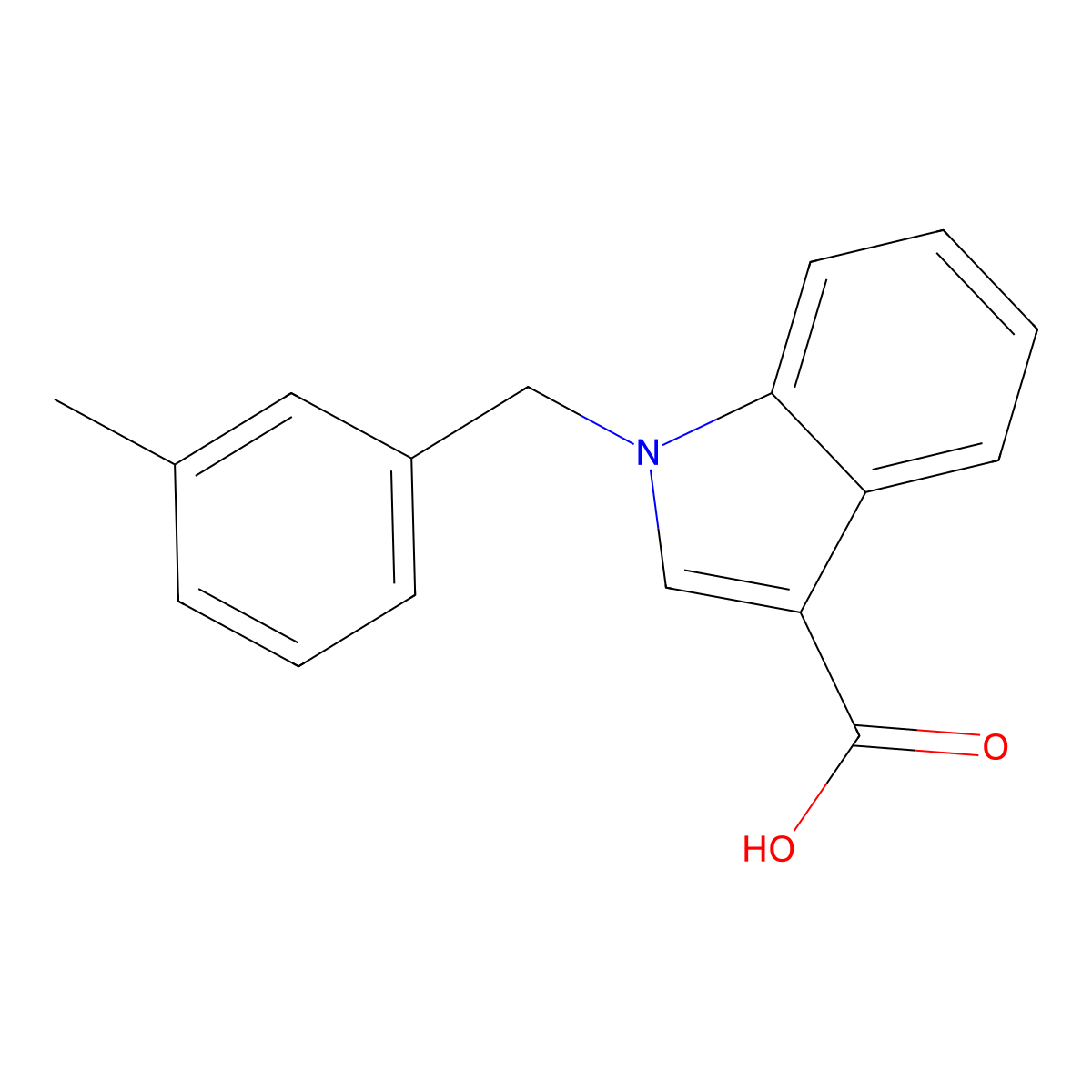 1-[(3-methylphenyl)methyl]-1H-indole-3-carboxylic acid molecular structure, CAS 1039999-40-0