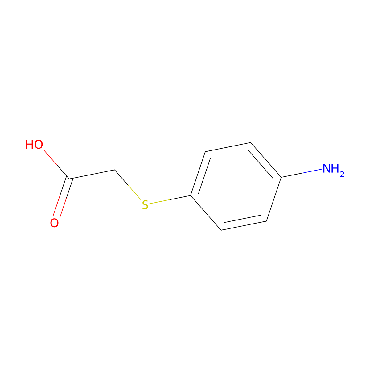 (4-Aminophenylthio)acetic acid molecular structure, CAS 104-18-7