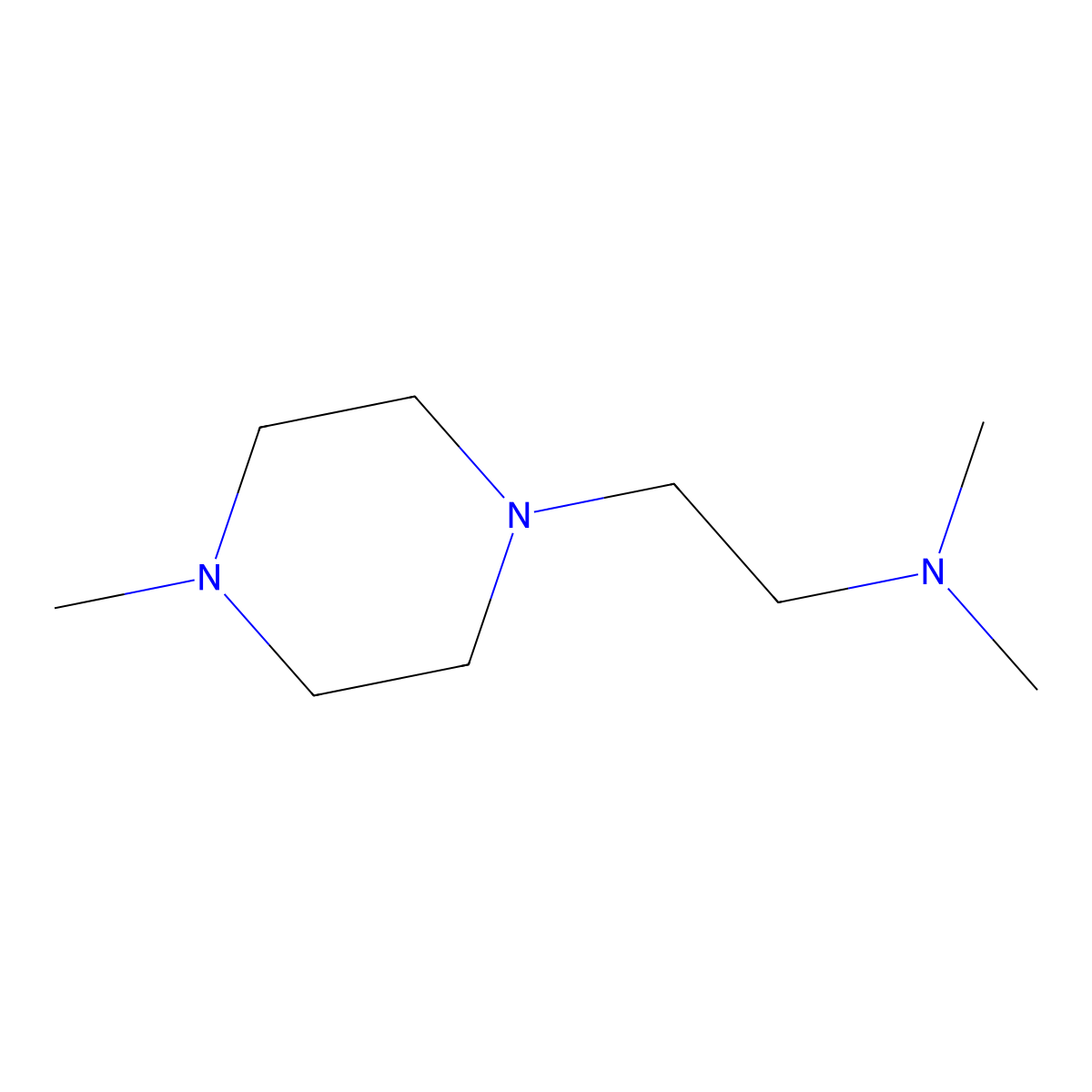 1-(2-(N,N-Dimethylamino)ethyl)-4-methylpiperazine molecular structure, CAS 104-19-8