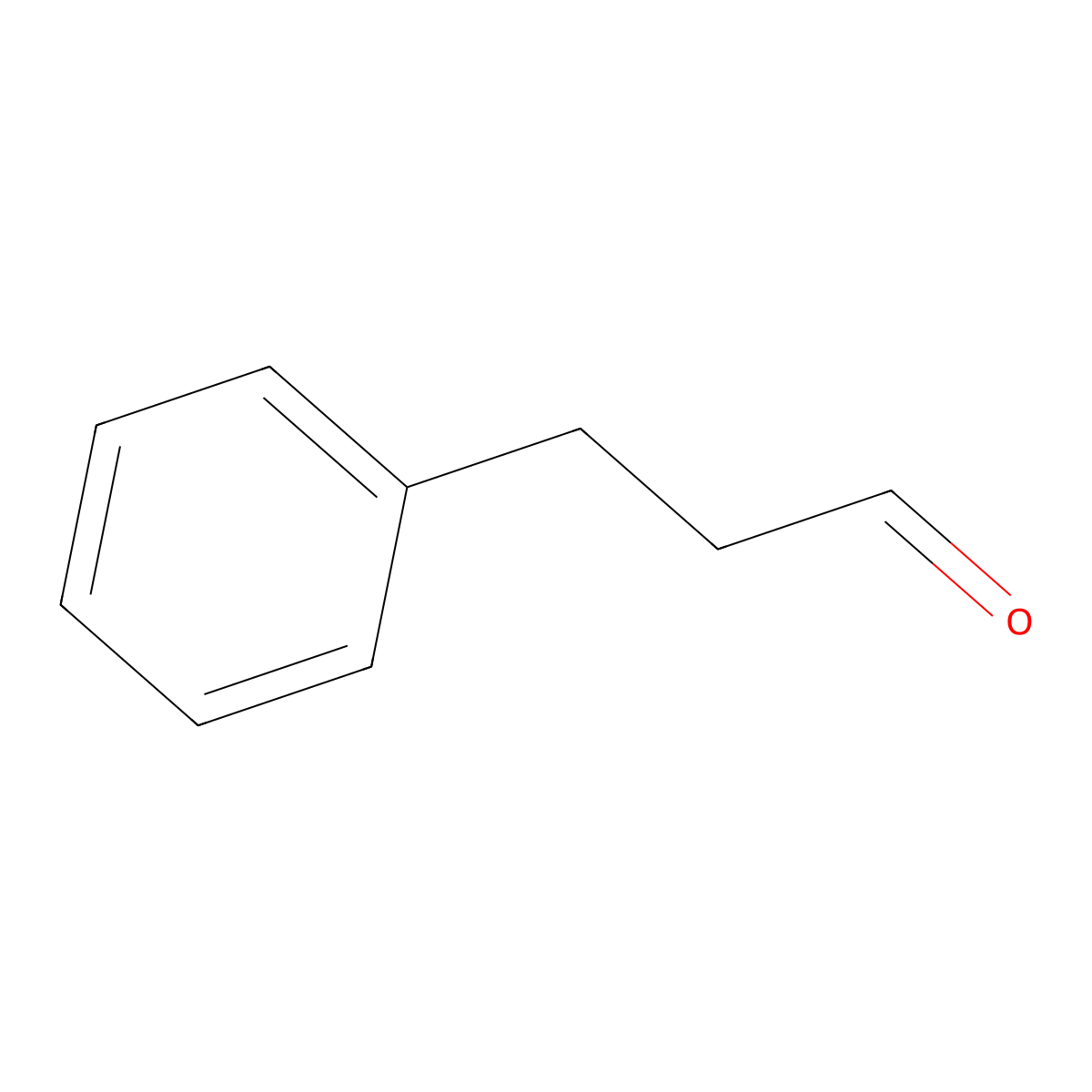 Benzenepropanal molecular structure, CAS 104-53-0