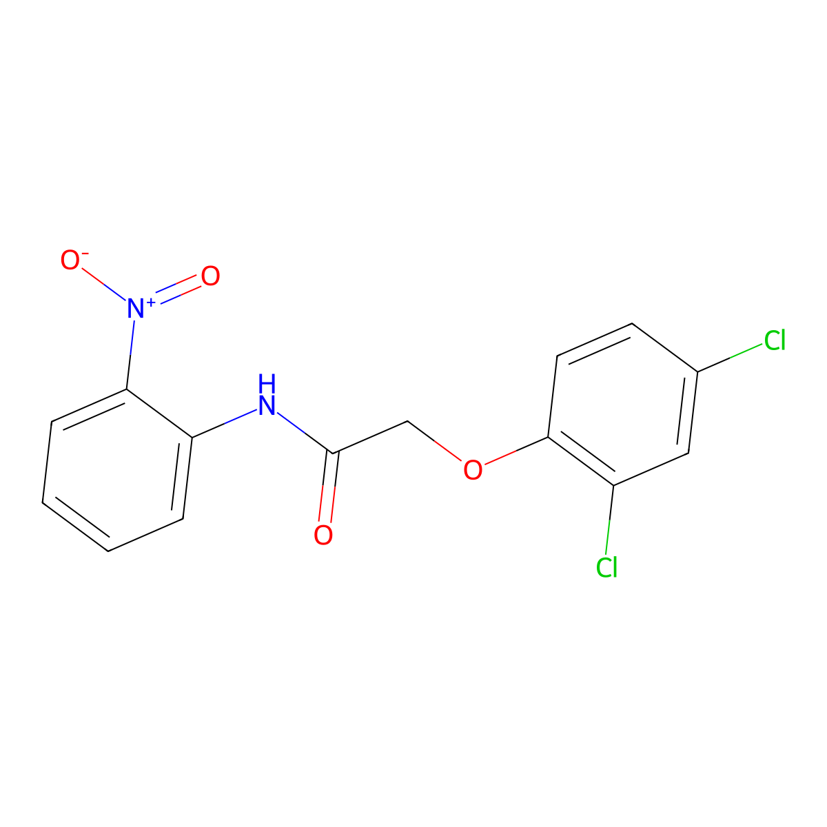 2-(2,4-dichlorophenoxy)-N-(2-nitrophenyl)acetamide molecular structure, CAS 1040-54-6
