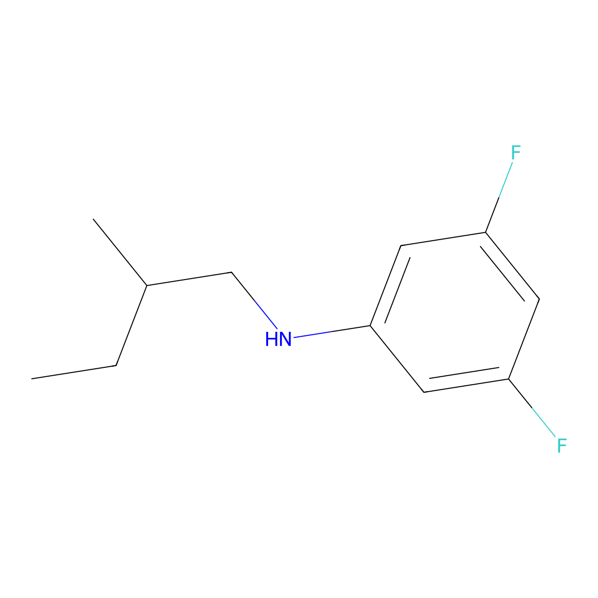 3,5-difluoro-N-(2-methylbutyl)aniline molecular structure, CAS 1040006-11-8