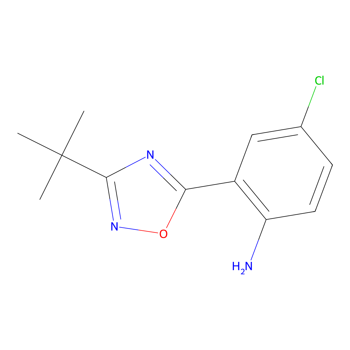 2-(3-Tert-butyl-1,2,4-oxadiazol-5-yl)-4-chloroaniline molecular structure, CAS 1040008-46-5