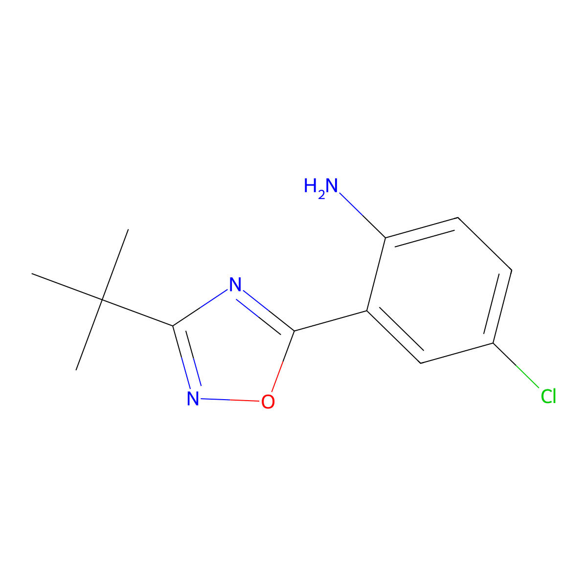 2-(3-Tert-butyl-1,2,4-oxadiazol-5-yl)-4-chloroaniline molecular structure, CAS 1040008-46-5