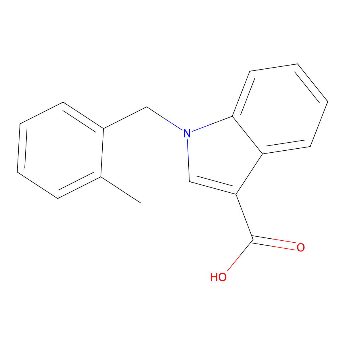 1-[(2-methylphenyl)methyl]-1H-indole-3-carboxylic acid molecular structure, CAS 1040008-66-9