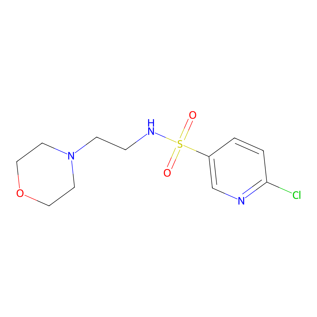 6-chloro-N-(2-(morpholin-4-yl)ethyl)pyridine-3-sulfonamide molecular structure, CAS 1040010-55-6