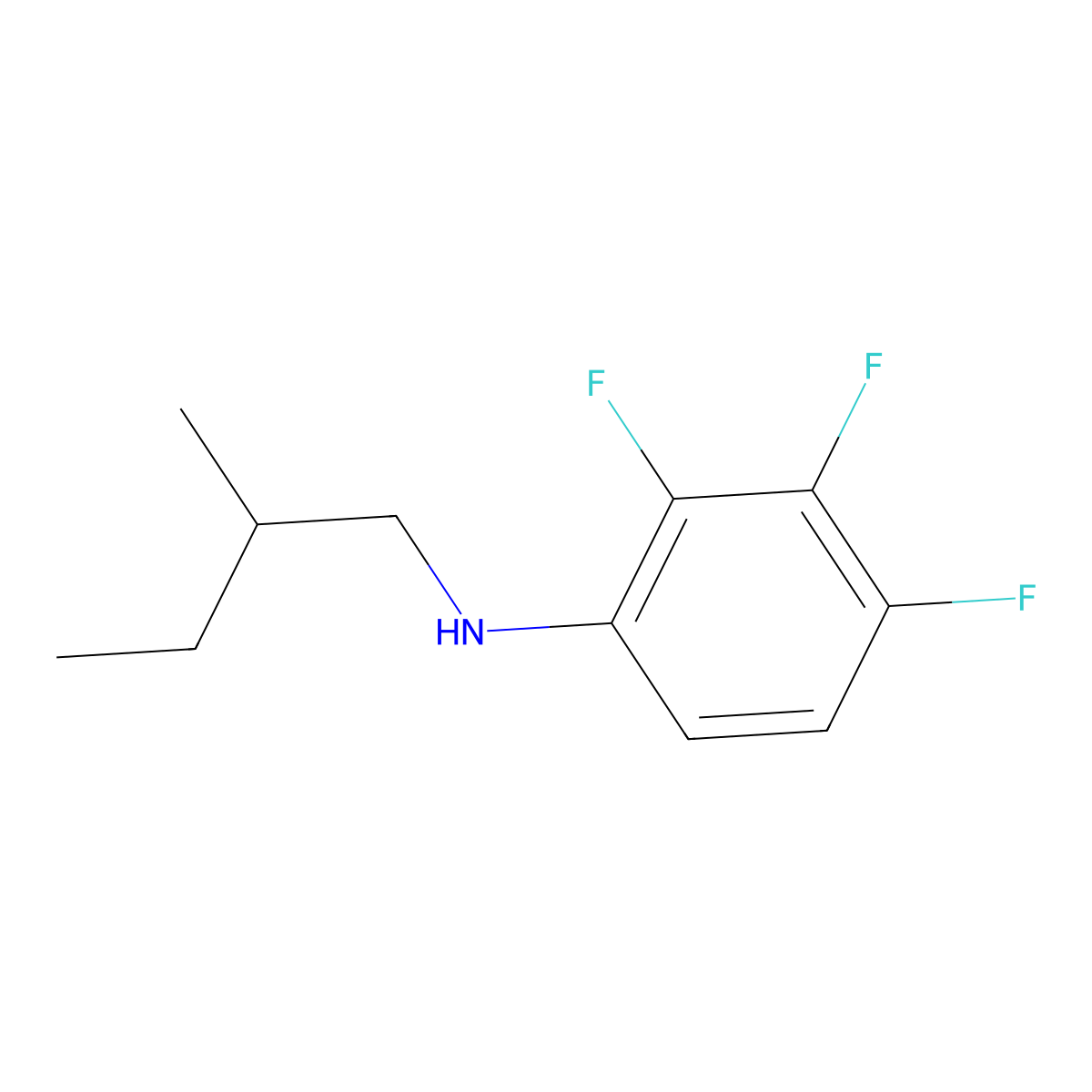 2,3,4-trifluoro-N-(2-methylbutyl)aniline molecular structure, CAS 1040011-97-9