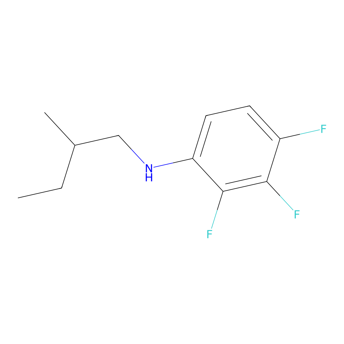 2,3,4-trifluoro-N-(2-methylbutyl)aniline molecular structure, CAS 1040011-97-9