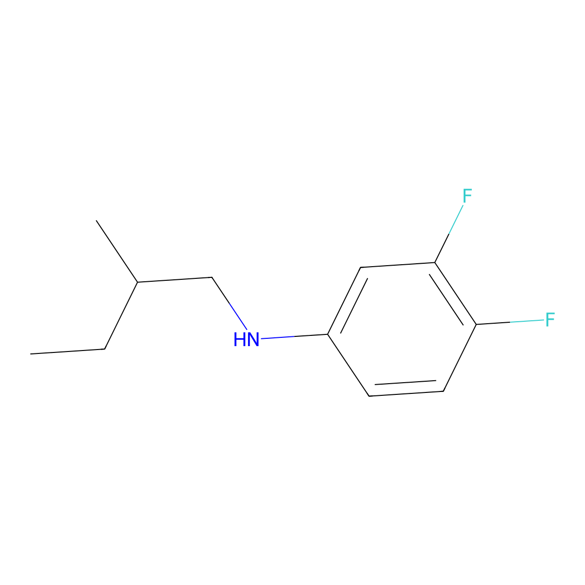 3,4-difluoro-N-(2-methylbutyl)aniline molecular structure, CAS 1040016-28-1