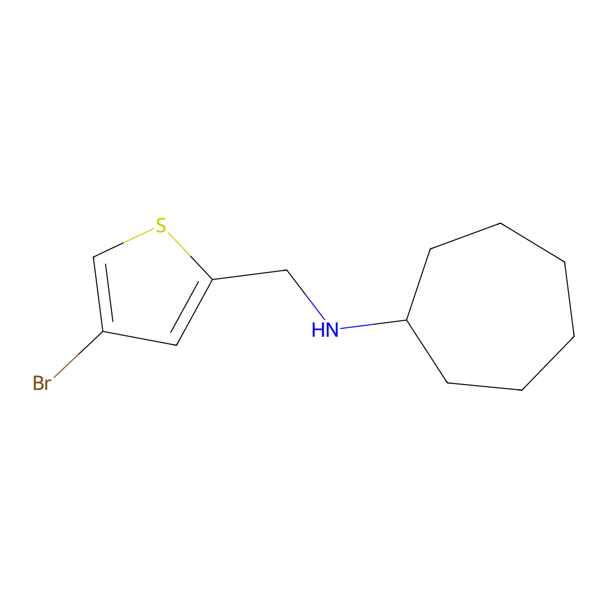 N-[(4-bromothiophen-2-yl)methyl]cycloheptanamine molecular structure, CAS 1040016-49-6