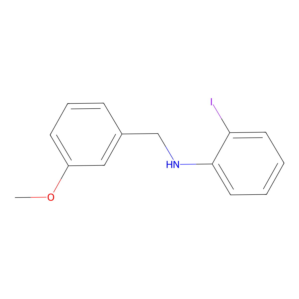 2-iodo-N-[(3-methoxyphenyl)methyl]aniline molecular structure, CAS 1040017-70-6