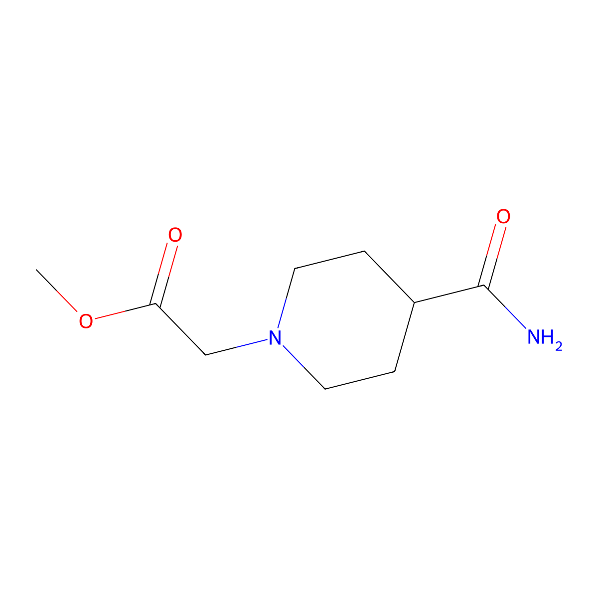 Methyl 2-(4-carbamoylpiperidin-1-yl)acetate molecular structure, CAS 1040020-69-6
