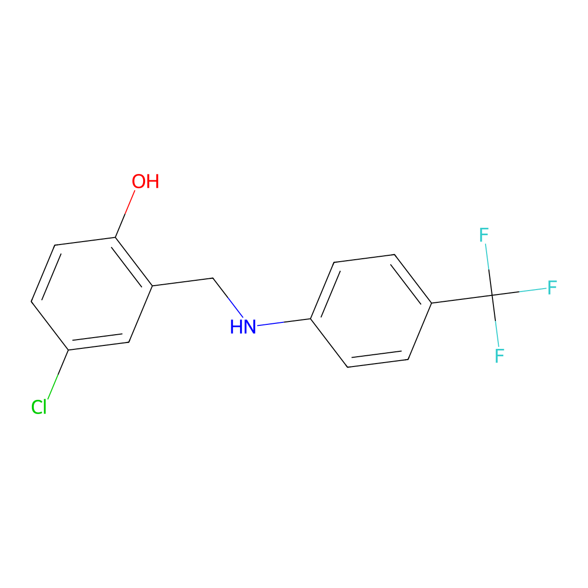 4-Chloro-2-({[4-(trifluoromethyl)phenyl]amino}methyl)phenol molecular structure, CAS 1040024-81-4