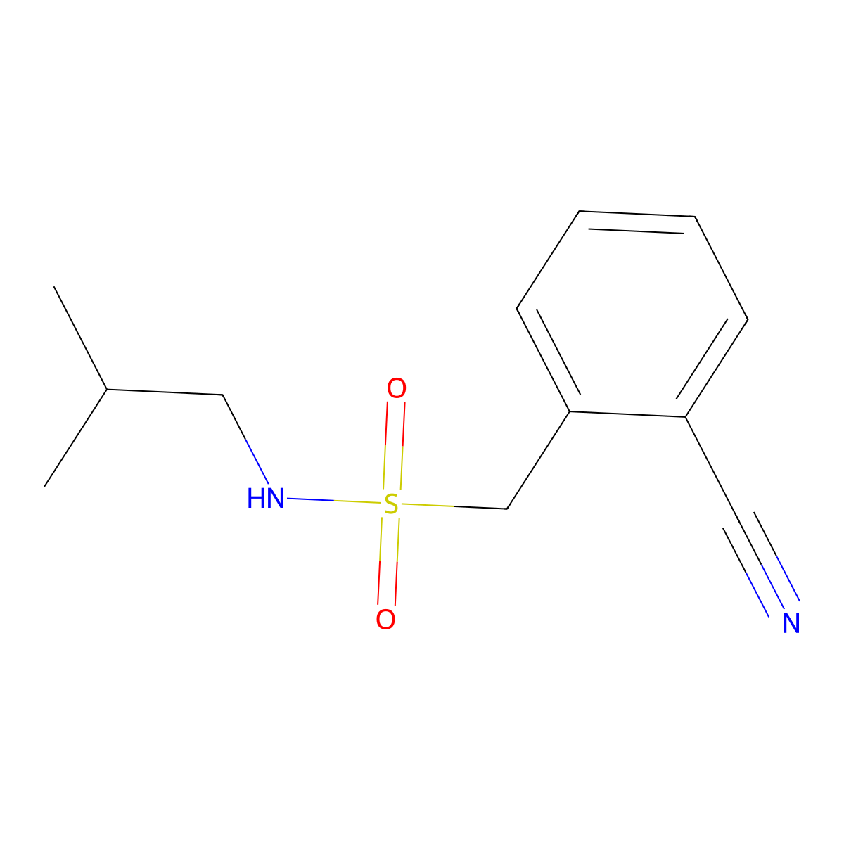 1-(2-cyanophenyl)-N-(2-methylpropyl)methanesulfonamide molecular structure, CAS 1040025-41-9
