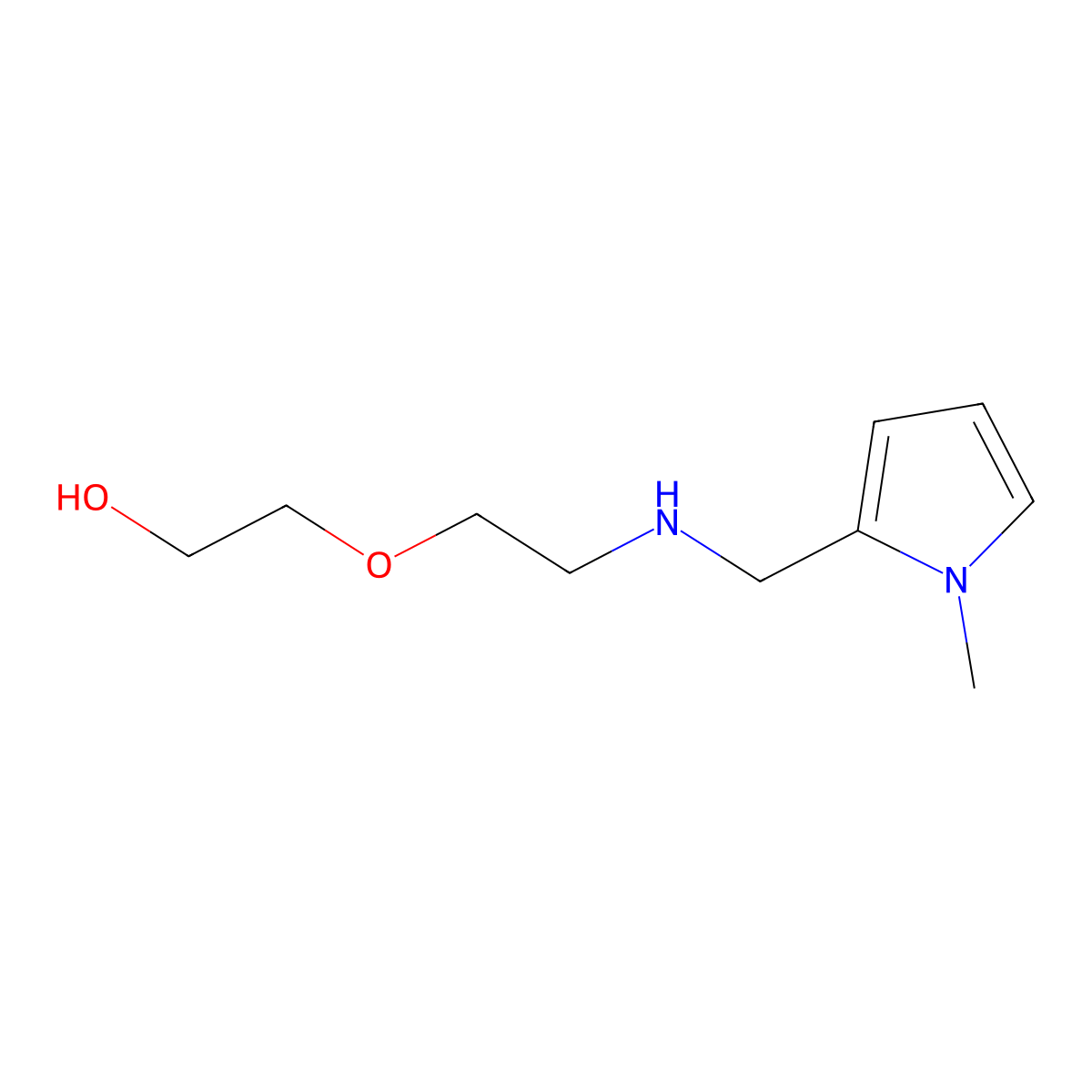 2-(2-{[(1-methyl-1H-pyrrol-2-yl)methyl]amino}ethoxy)ethan-1-ol molecular structure, CAS 1040035-30-0