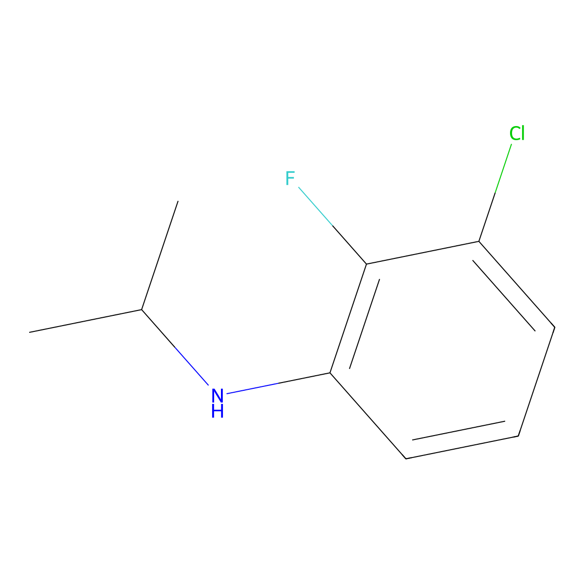 3-chloro-2-fluoro-N-(propan-2-yl)aniline molecular structure, CAS 1040035-89-9