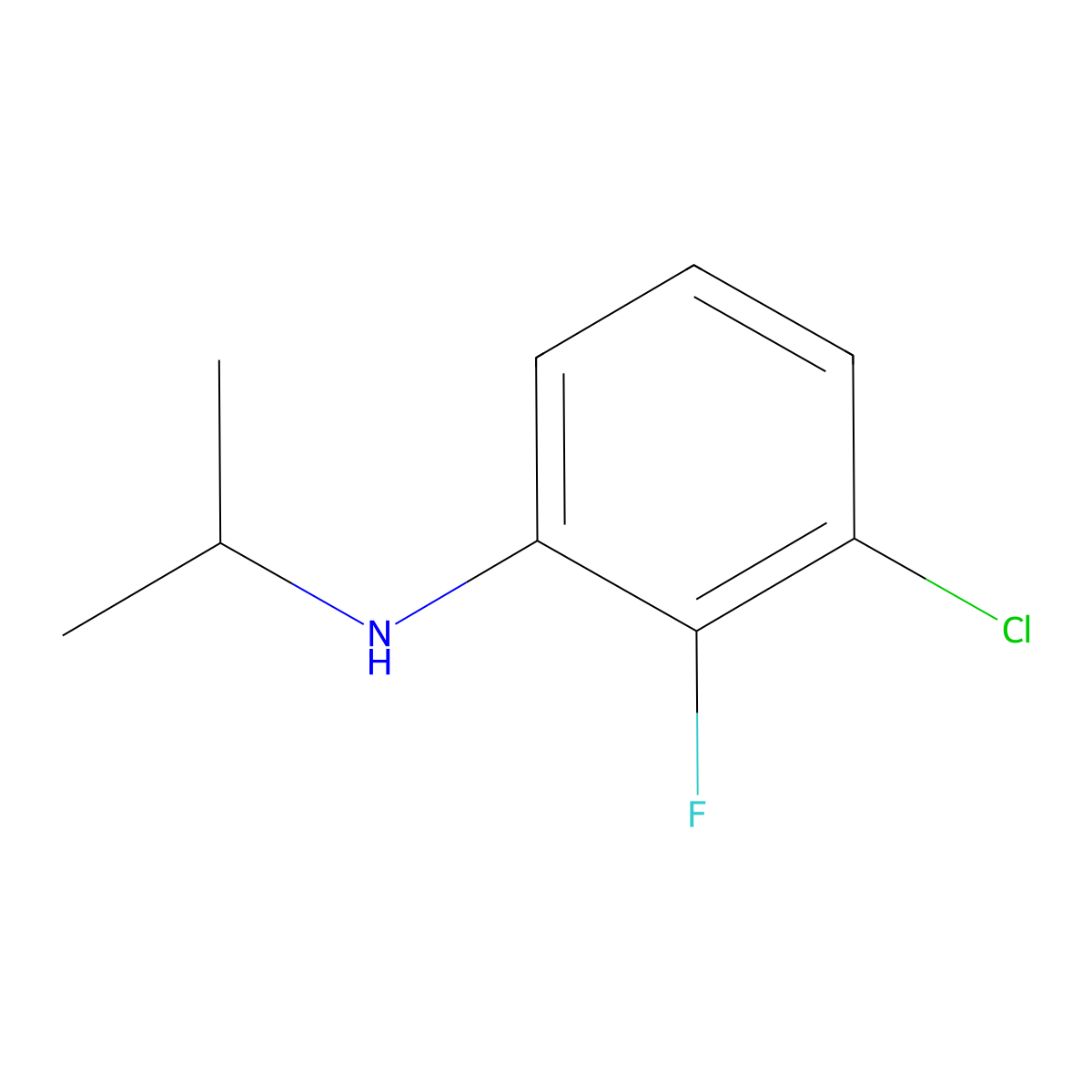 3-chloro-2-fluoro-N-(propan-2-yl)aniline molecular structure, CAS 1040035-89-9